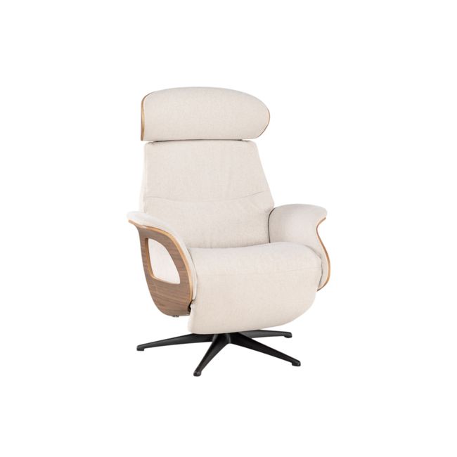 Relaxfauteuil medium CLEMENT - Beige/Walnoot