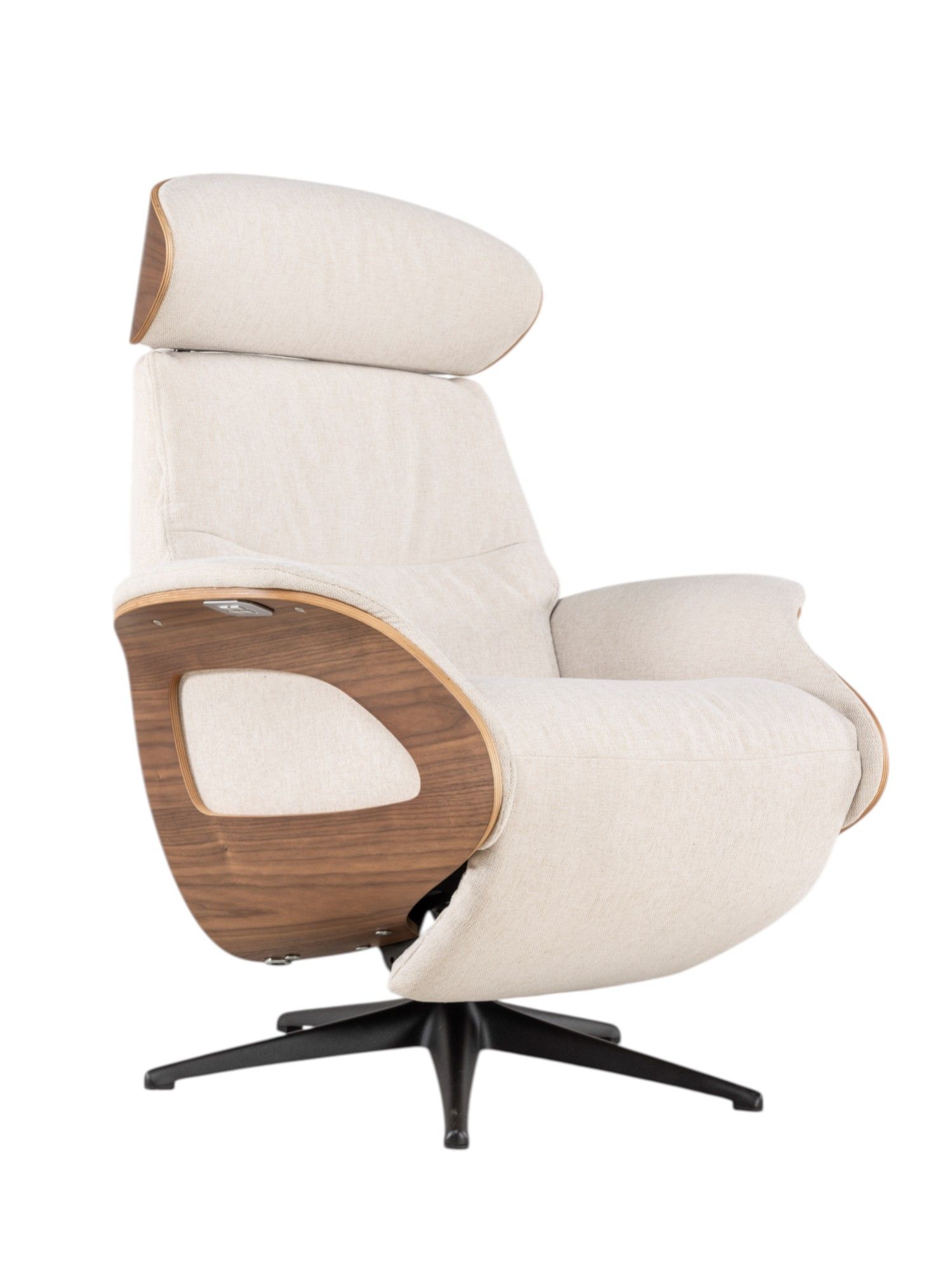 Relaxfauteuil medium CLEMENT - Beige/Walnoot
