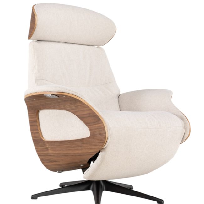 Relaxfauteuil medium CLEMENT - Beige/Walnoot