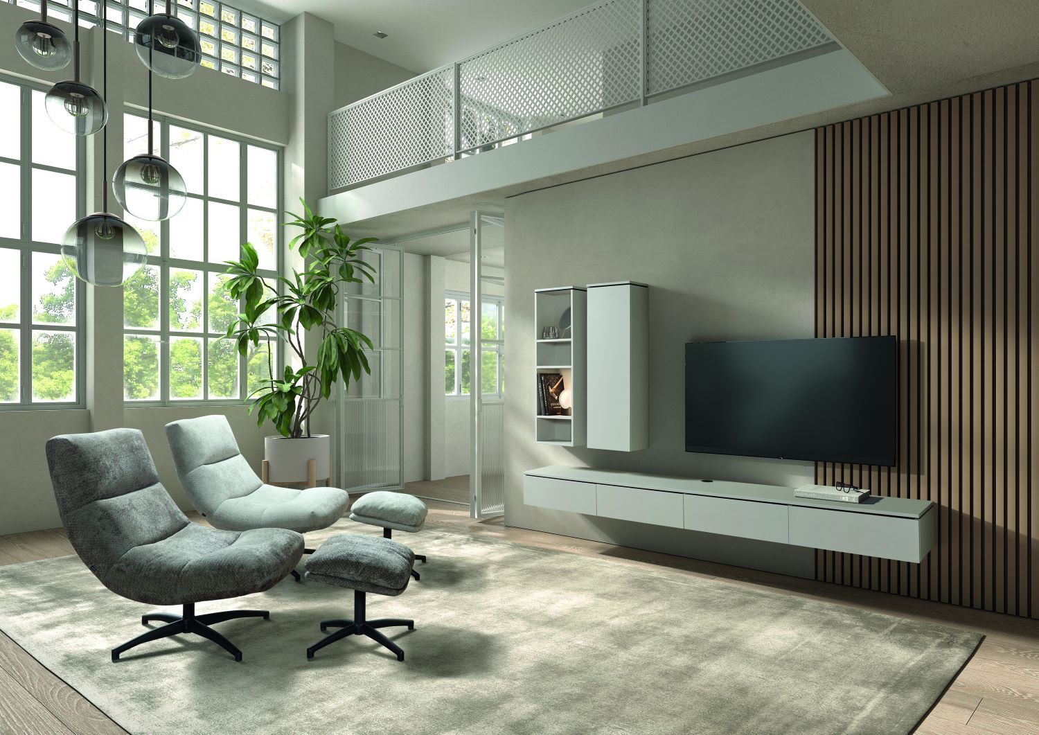 Hangend tv-meubel STUTTGART - Ivory