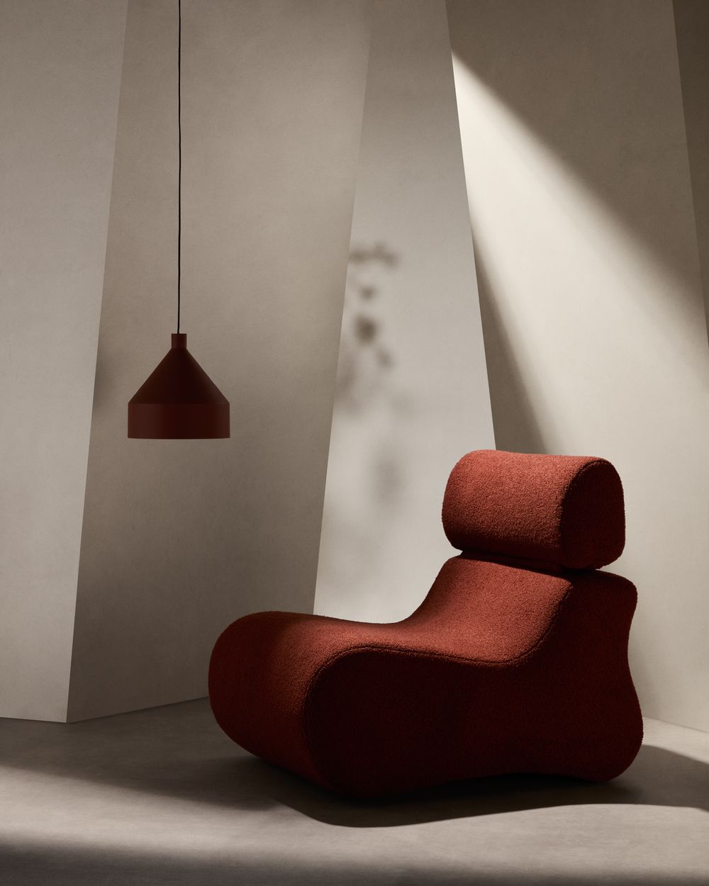 Fauteuil CLUB - Terracotta bouclÚ KAV S44210HI59