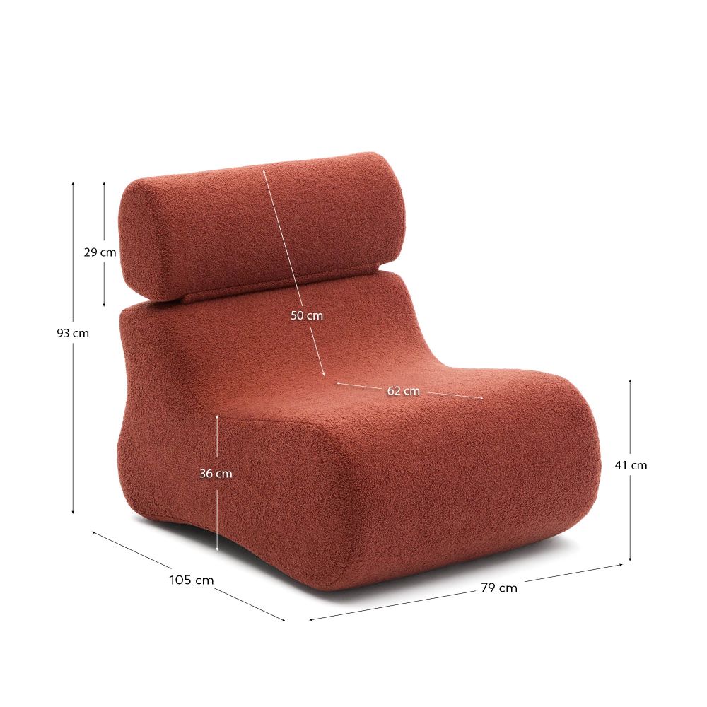 Fauteuil CLUB - Terracotta bouclÚ KAV S44210HI59